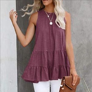 Sleeveless Maroon Ruffled top 💕